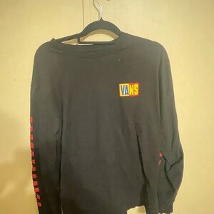 Vans Black Long Sleeve with Red and Yellow Logo